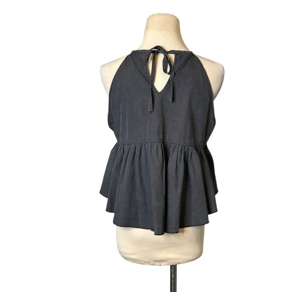 Shein charcoal Floral Embroidered Halter flowy top size Medium - Picture 2 of 13